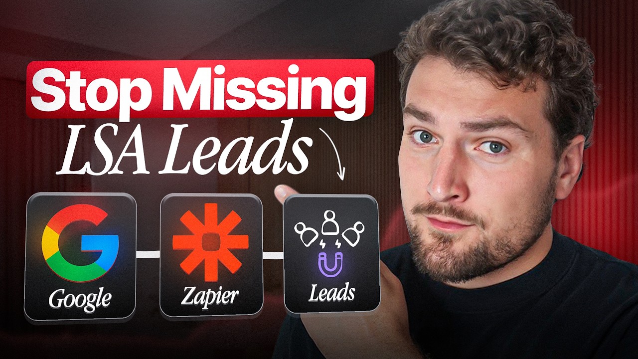 YouTube walkthrough thumbnail for automating Google LSA messaging lead replies with Zapier and AI